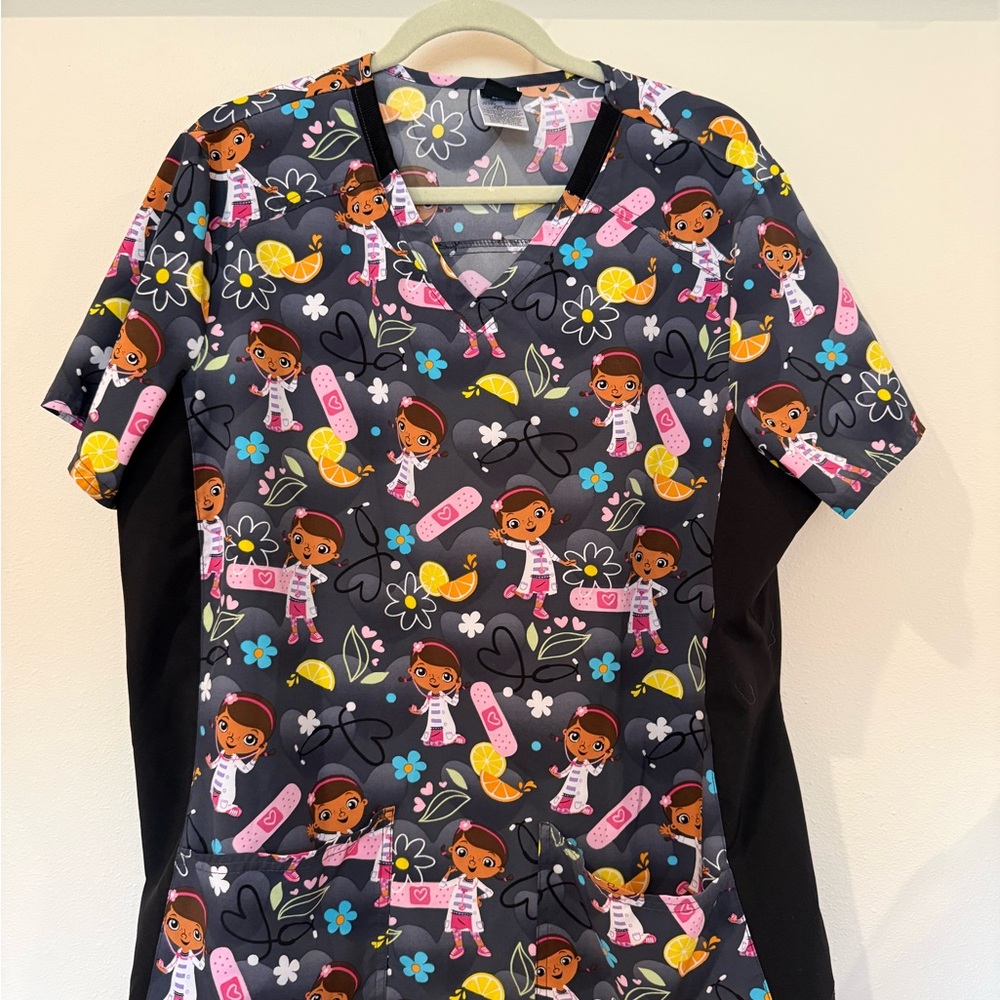Colorful Disney Doc Mcstuffins Print Scrub Top